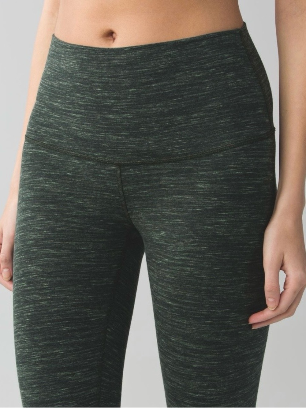 Lululemon Wunder Under High Rise Crop in Heathered Rain Touch Gator Green